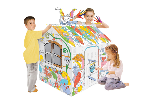 Kids Indoor Cardboard Playhouse Colouring Kit