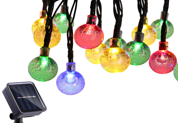 Solar-Powered Crystal Bubble LED Light - Two Sizes & Two Colours Available