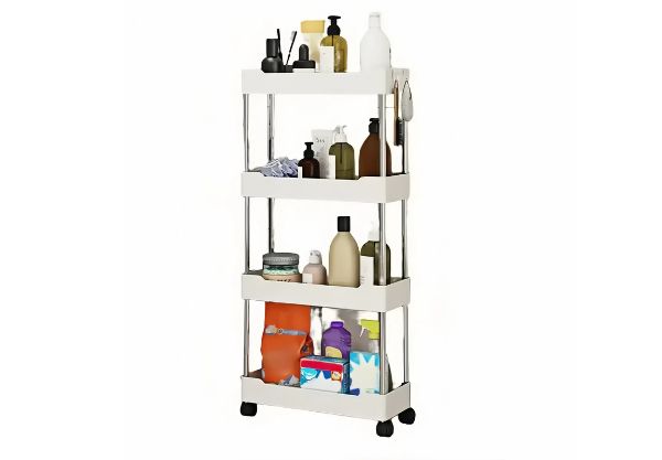 Four-Tier Portable Storage Rack with Wheels - Two Colours Available