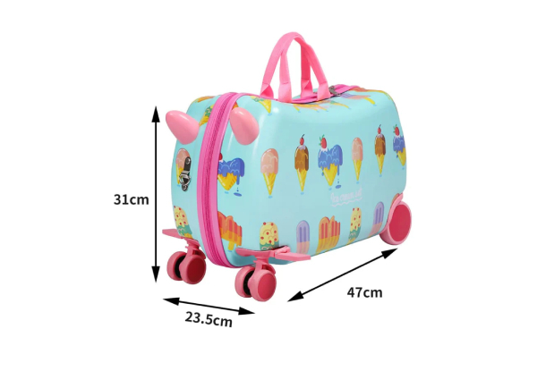 Kids Ride-On Ice Cream Travel Luggage Suitcase