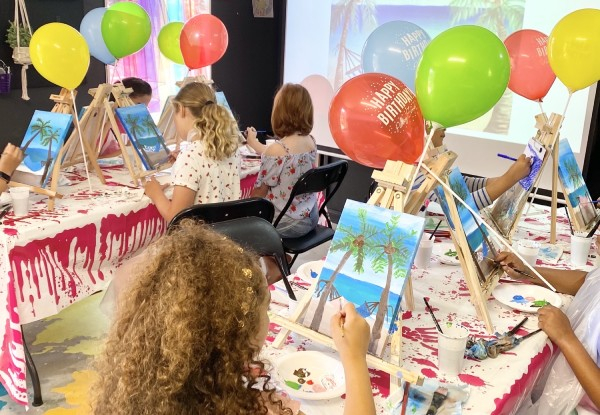 Art Birthday Party for Group of Five People - Option for up to 10 People & to Add Additional Person