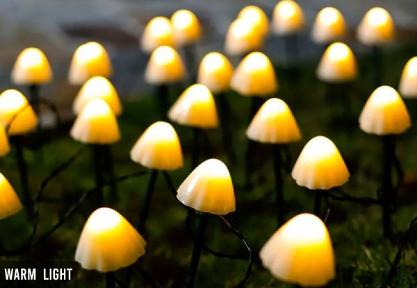 Solar-Powered Mushroom String Light - Two Colours & Three Sizes Available