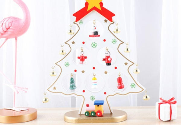 Mini Wooden Tabletop Christmas Tree Decor - Three Colours Available