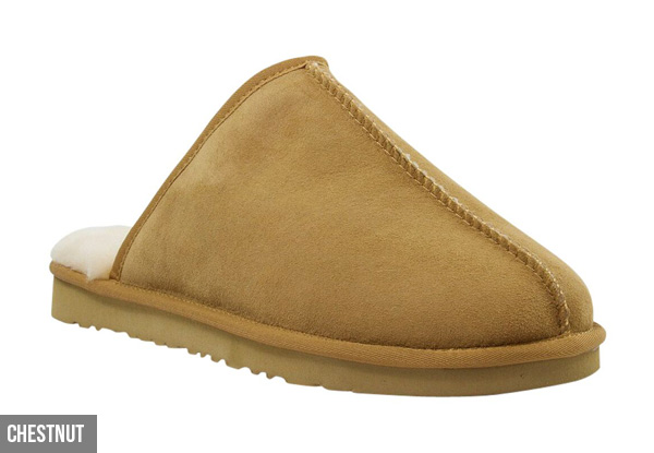 Water-Resistant Auzland Men’s 'Andy' Classic Australian Sheepskin UGG Scuffs - Three Sizes Available