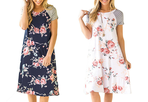 Floral T-Shirt Dress - Two Colours Available