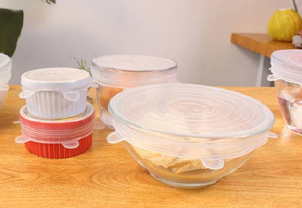 Six-Piece Reusable Silicone Stretch Lid Set - Option for Two or Four Sets