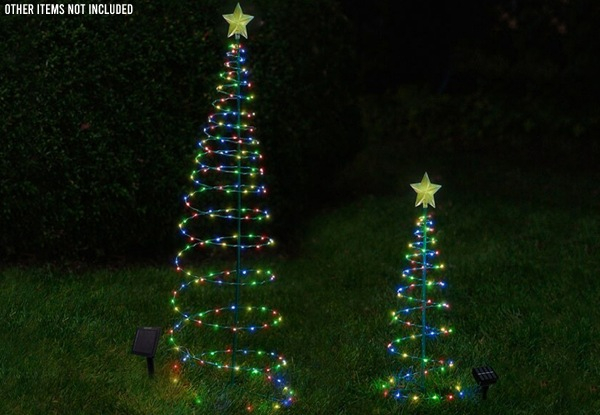 Solar-Powered LED Christmas Tree Stake Light - Option for Two-Pack