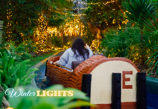 Rainbow's End Winter Lights Twilight Rides Pass - Option for Family Pass & to Add-On Gem Panning Experience -  Valid Tuesday to Friday for Select Dates