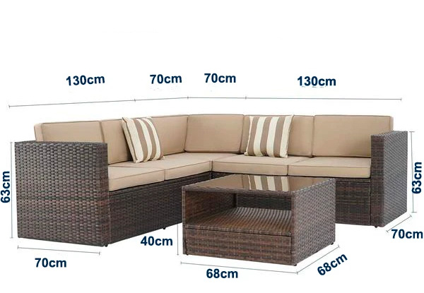 Brown Wicker Solaura Outdoor Four-Piece Sofa Sectional Set