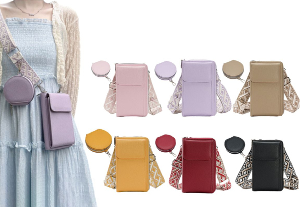 Leather Phone Crossbody Bag with Coin Pouch - Six Colours & Two-Pack Available