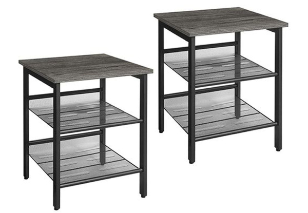 Vasagle Two-Pieces End Table with Adjustable Mesh Shelves