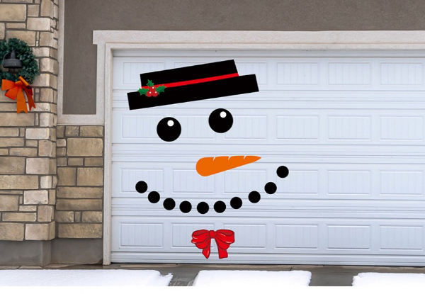 DIY Christmas Garage Door Snowman Decoration