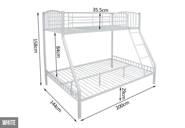 Metal Triple Bunk Bed - Two Colours Available