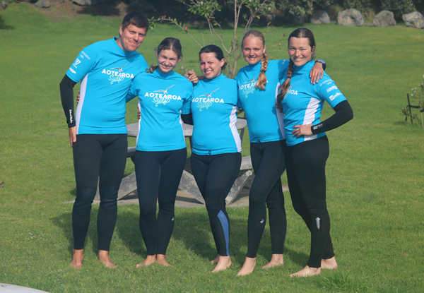 Two-Hour Group Surfing New Zealand Lesson incl. Board & Wetsuit Hire for One Person - Options for Two People or a Private Lesson - Valid for Saturday & Sunday Only