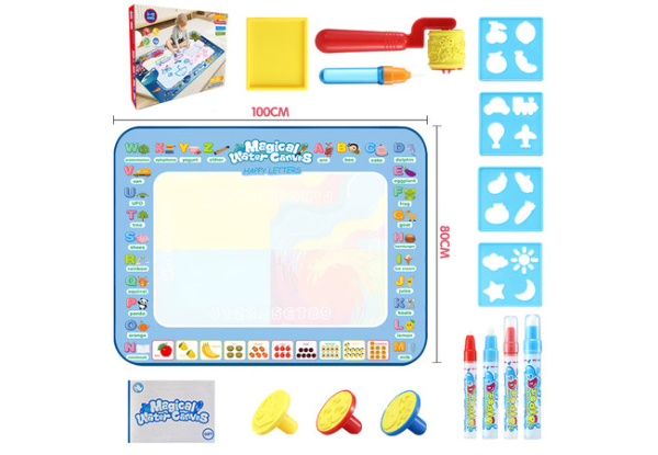 Kids Water Doodle Mat Kit Incl. Pens & Stamps - Three Sizes Available