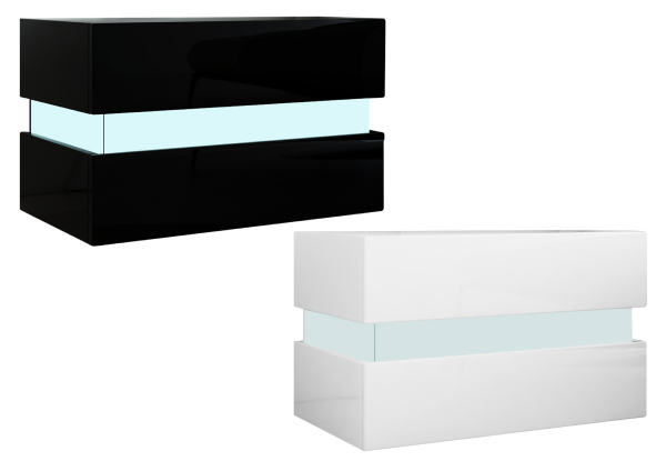 Two Drawer Bedside Table Cabinet - Two Colours Available