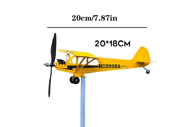 Piper J3 Cub Airplane Weathervane Windmill Decoration - Two Sizes Available