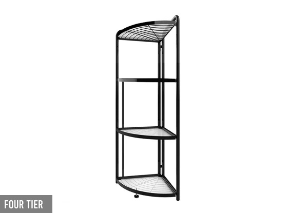 Foldable Tiered Steel Triangular Corner Shelving Unit - Two Sizes Available
