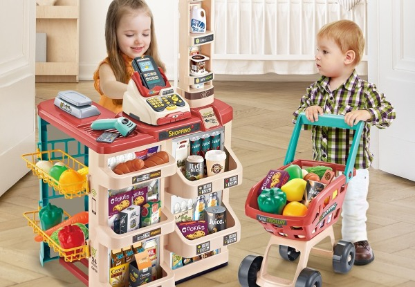 48-Piece Supermarket Stand Toy with Trolley