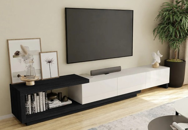 Three-Drawer Extendable TV Stand Unit - Four Colours Available