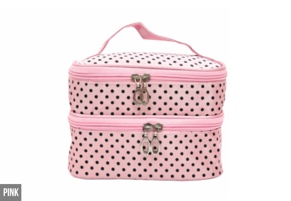 Double-Layer Cosmetic Bag - Seven Colours Available with Free Delivery