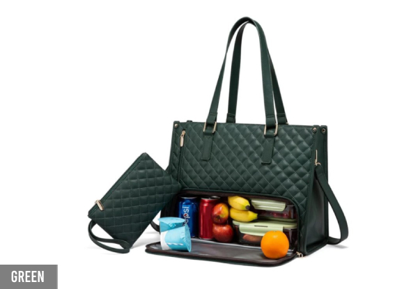 Tote Bag with Insulated Lunch Compartmentand Handbag - Available in Seven Colours