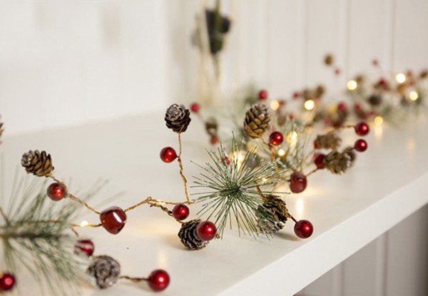 Battery-Powered LED Christmas Red Ball String Light Set - Two Sets Available
