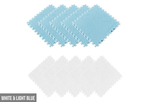 10-Piece Soft Foam Interlocking Play Mat - Five Colours Available