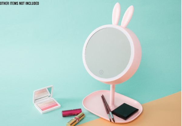 Bunny Make Up Vanity Mirror with LED Light - Two Colours Available