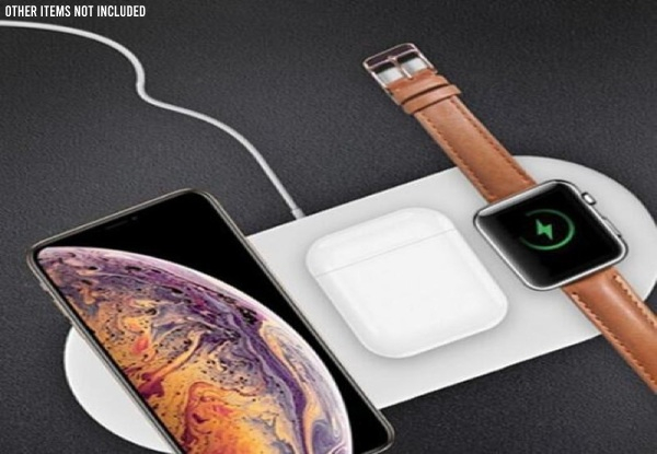 3-in-1 White Fast Qi Wireless Charger Compatible with iPhone/iwatch/Airpods