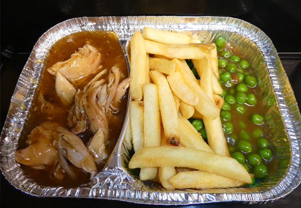 Pulled Chicken 'n' Gravy with Spuds & Peas