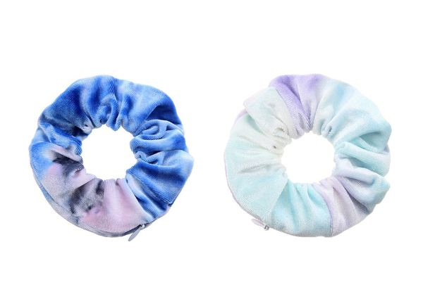 Two-Pack Hair Scrunchies With Pocket - Option for Four-Pack & Four Colour Combos Available