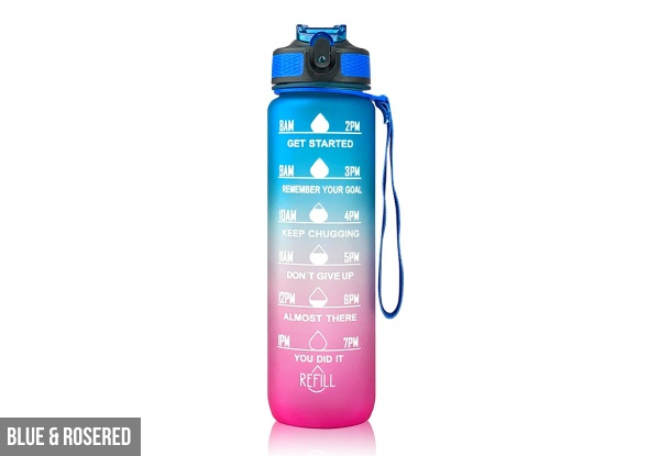 1L Water Bottle with Time Scale - Six Colours Available