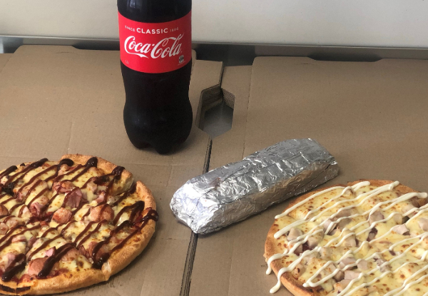 Pizza, Garlic Bread & Soft Drink - Option for Two Pizzas, Garlic Bread & Soft Drink