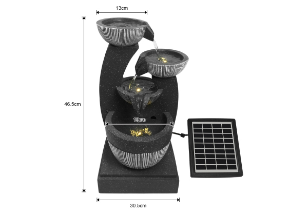 Four-Tier Solar Panel Powered Water Fountain with LED Light - Three Styles Available