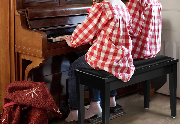Wood Piano Stool Stage Bench with Storage Compartment
