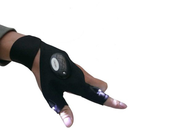 Fingerless LED Flashlight Gloves - Option for Left Hand, Right Hand & Pair