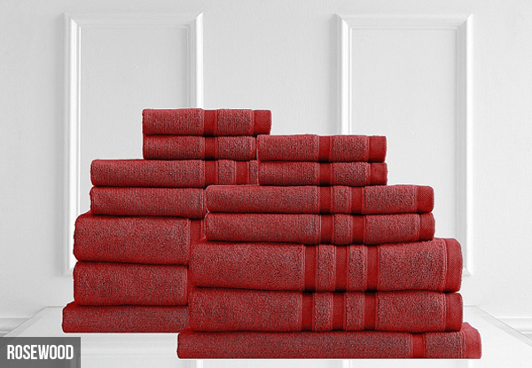 14-Piece Renee Taylor Aria 600 GSM Zero-Twist Egyptian Cotton Towel Set - Six Colours Available with Free Delivery