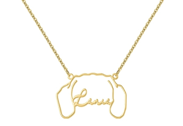 Custom Name Pet Ear Shape Necklace