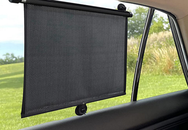 Pair of Car Side Window Sunshade Roller Blinds with Suction Cups - Option for Two Pairs