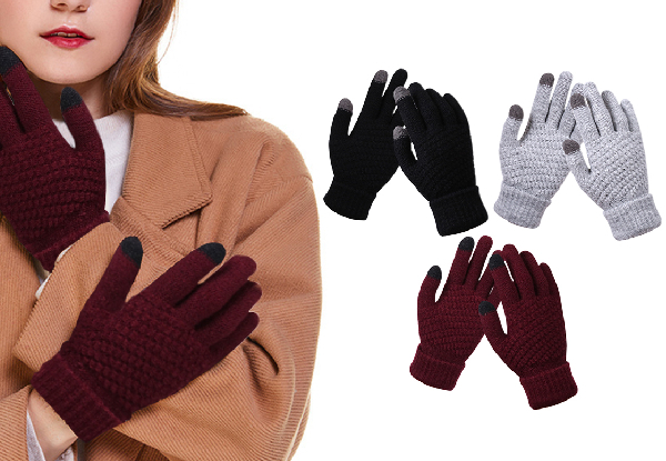 Knitted Touch Screen Gloves - Three Colours Available & Option for Two-Pack