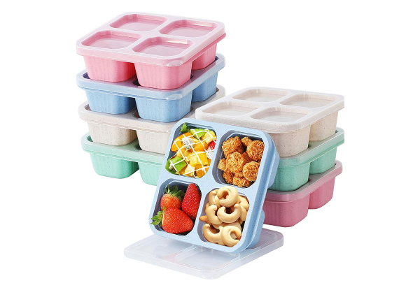 Four Compartment Wheat Straw Meal Prep Lunch Boxes - Option for Two-Pack