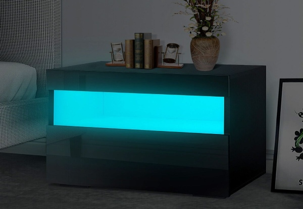 Black LED Bedside Table