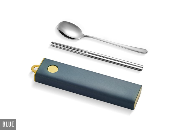 Two-Piece Set of Cutlery with Portable Case - Three Colours Available