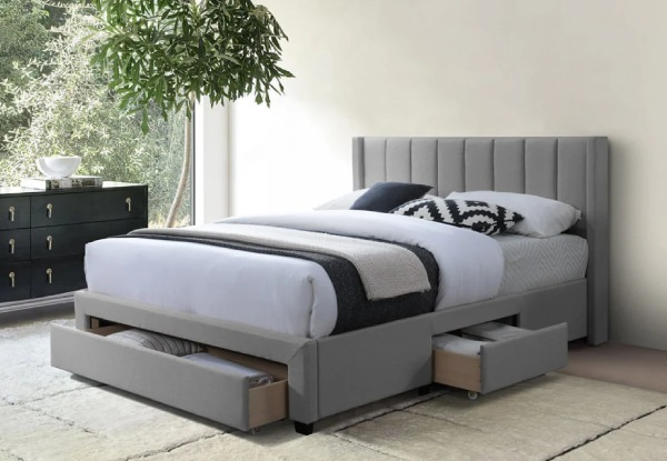 Coronado-A Fabric Bed with Drawers - Three Options Available