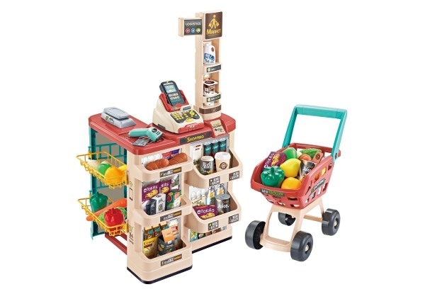 48-Piece Supermarket Stand Toy with Trolley