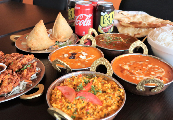 Dine-In or Takeaway Feast for Two incl. Entrees, Curry Mains, Naan & Drinks - Option for Four People