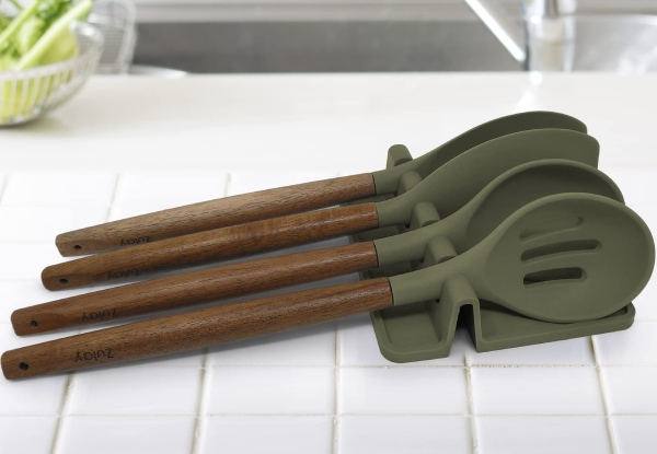 Silicone Utensil Rest with Drip Pad - Three Colours Available