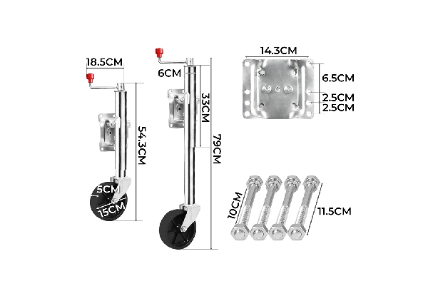 Jockey Wheel Six-Inch Swivel Swing Up