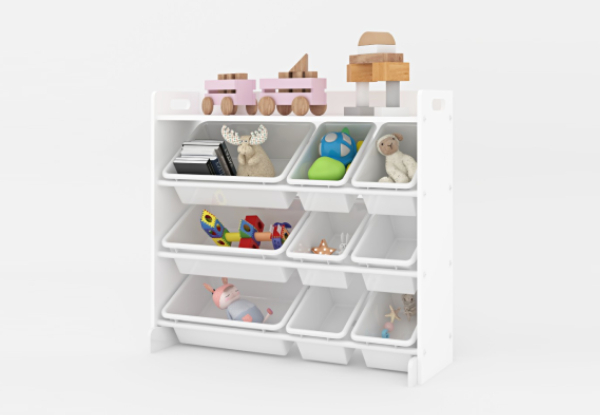 Kids Toy Storage Shelf with Nine Bins